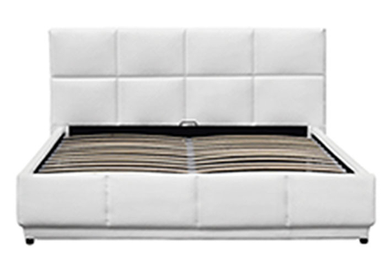 Cuoio bianco europeo moderno del Faux del letto di piattaforma di stoccaggio di lusso con la luce 180*200cm del LED