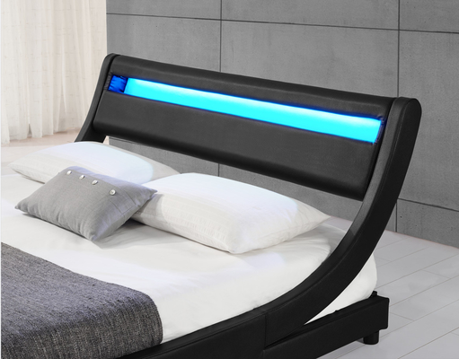 Il compensato LED ha ricoperto la struttura di cuoio del letto matrimoniale del nero dell'unità di elaborazione della testata della luce del letto