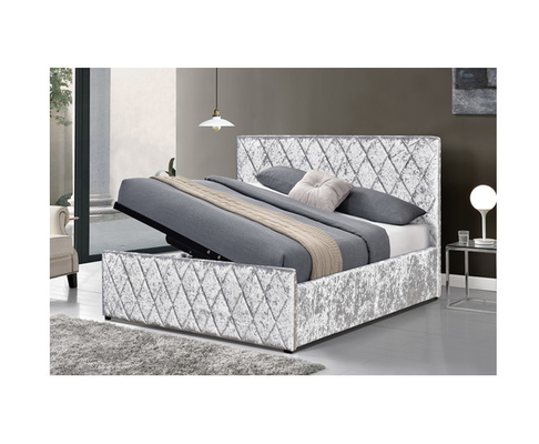 Schiacci il letto leggero dell'ascensore di gas di Grey Velvet Bed Frame Fabric con il certificato di stoccaggio contabilità elettromagnetica
