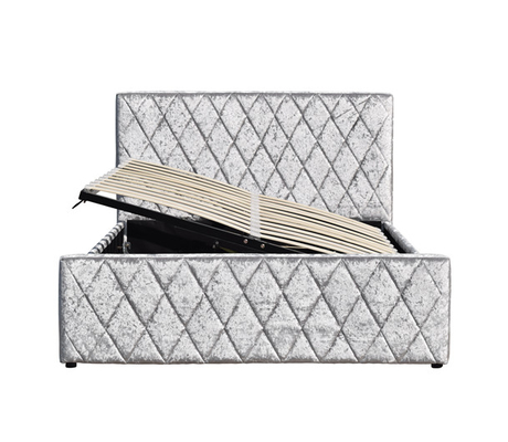 Schiacci il letto leggero dell'ascensore di gas di Grey Velvet Bed Frame Fabric con il certificato di stoccaggio contabilità elettromagnetica