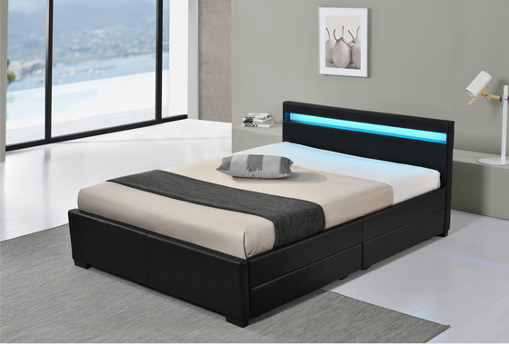 Il Faux LED di cuoio dell'unità di elaborazione ha ricoperto il letto con il cassetto di stoccaggio 12 mesi di garanzia