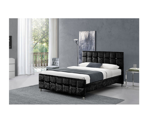Struttura del letto di dimensione di Crystal Button European Style King con il tessuto del velluto schiacciato testata