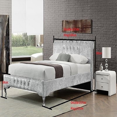 Letto di Sleigh ricoperto di cuoio bianco della piattaforma dell'OEM con Diamond Buttons BSCI