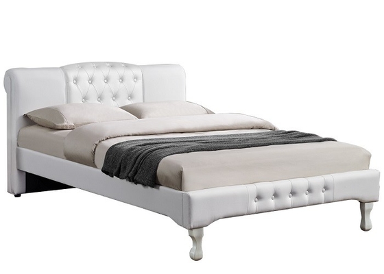 Letto di Sleigh ricoperto di cuoio bianco della piattaforma dell'OEM con Diamond Buttons BSCI