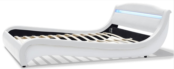 Il doppio LED bianco ha ricoperto la struttura del letto con il piccolo letto di Sleigh riempito di cuoio delle luci