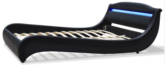ROSH LED ha ricoperto la struttura di legno di cuoio del letto di re Size Low Modern del Faux del nero del compensato del letto