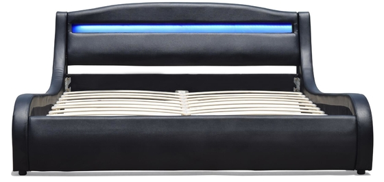 ROSH LED ha ricoperto la struttura di legno di cuoio del letto di re Size Low Modern del Faux del nero del compensato del letto