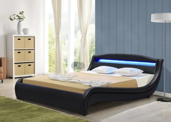 ROSH LED ha ricoperto la struttura di legno di cuoio del letto di re Size Low Modern del Faux del nero del compensato del letto