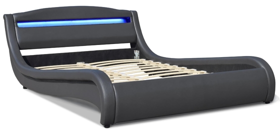 Struttura moderna leggera del letto di piattaforma di re Size PU di Grey Upholstered Tufted Queen Bed LED