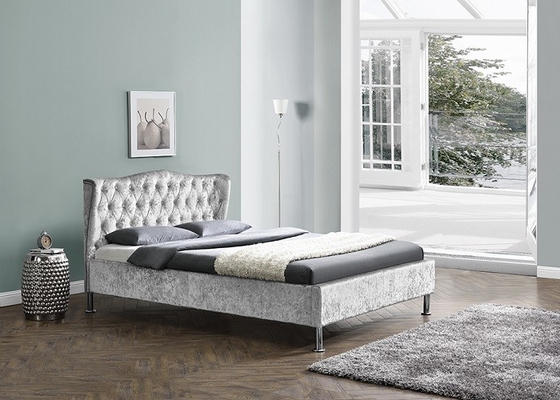 Struttura ricoperta tessuto di tela del letto di piattaforma con i bottoni Grey King Size leggero moderno