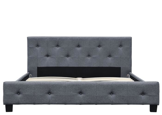 Struttura scura del compensato del letto di Grey Linen King Size Upholstered Sleigh