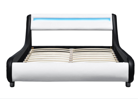 Letto di piattaforma di cuoio ricoperto della curva di Wave della struttura contemporanea moderna del letto