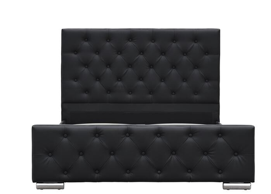 Stile di cuoio schiacciato di Europa del Faux nero del compensato della struttura di re Size Upholstered Bed del velluto