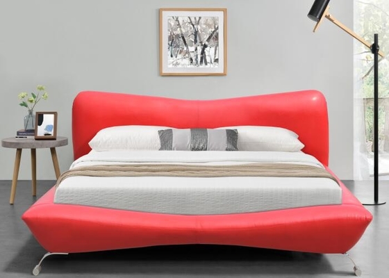 Re di lusso Size del compensato del Faux della struttura di cuoio rossa del letto 84cm
