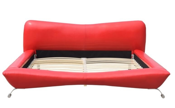 Re di lusso Size del compensato del Faux della struttura di cuoio rossa del letto 84cm