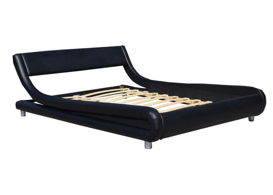 Struttura di cuoio del letto di re Single Curved Headboard della testata della struttura del letto del Faux nero