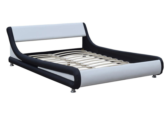 Struttura di cuoio del letto di re Single Curved Headboard della testata della struttura del letto del Faux nero