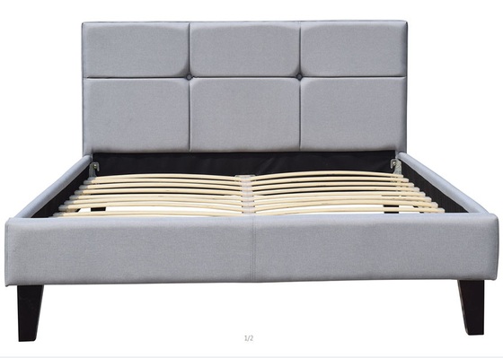 Piattaforma Grey Wooden Ottoman Bed del materasso della struttura del letto del tessuto di dimensione della regina del compensato