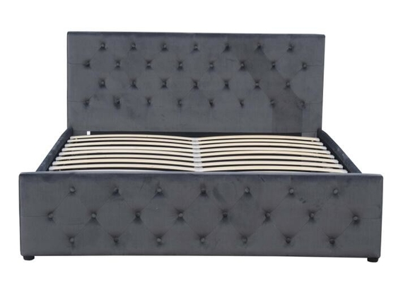 Piccola luce Grey Velvet Upholstered Bed del doppio di gas dell'ascensore di stoccaggio del letto compensato del tessuto
