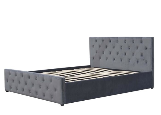 Piccola luce Grey Velvet Upholstered Bed del doppio di gas dell'ascensore di stoccaggio del letto compensato del tessuto