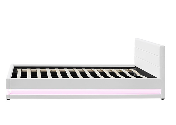 Tessuto moderno di cuoio bianco del letto matrimoniale di stoccaggio dell'ascensore di gas ricoperto con la luce del LED