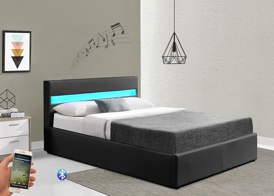 Luce ricoperta moderna schiacciata di Grey With LED del letto di stoccaggio dell'ascensore di gas del velluto