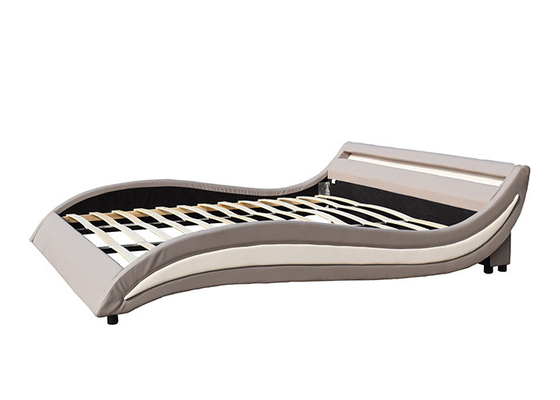 Struttura di cuoio del letto del singolo Faux di dimensione con il grande ottomano principale della testata