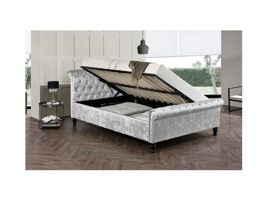 Struttura di Grey Velvet King Size Bed del tessuto con Crystal Buttons