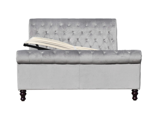 Struttura di Grey Velvet King Size Bed del tessuto con Crystal Buttons