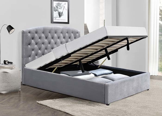 Doppio re Size Unadjustable Fabric di gas dell'ascensore del letto a stecche di stoccaggio ha ricoperto il letto di Sleigh