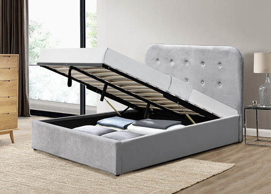 ODM legno del velluto della testata del bottone e del letto della struttura di re Size OEM