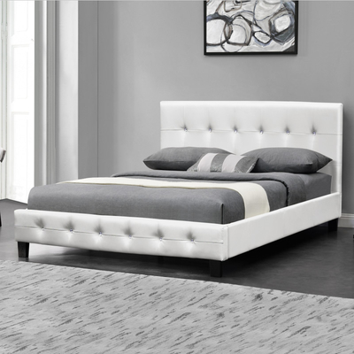 Letto di cuoio ricoperto bottone di Cristal