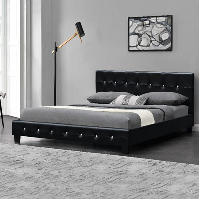 Letto di cuoio ricoperto bottone di Cristal