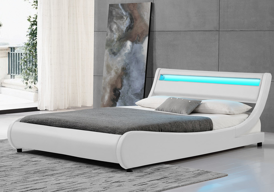 Re Size LED della curva ha ricoperto l'unità di elaborazione 140x200CM di bianco della struttura del letto