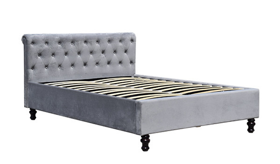Re Size della struttura del letto di Lambeth Grey Velvet Sleigh Storage Ottoman doppio
