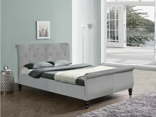 Dimensione ricoperta Sleigh di re della struttura del letto di Chesterfield con i bottoni