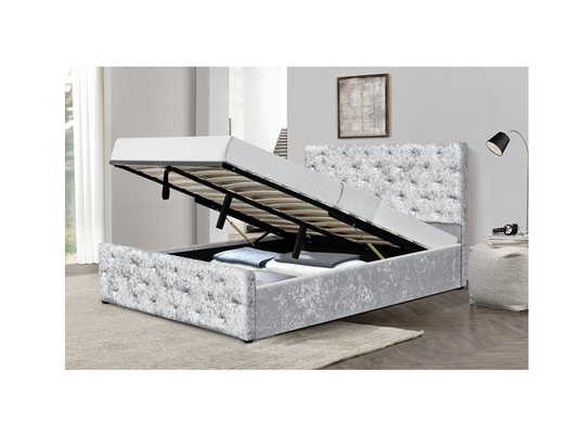 Cassetti schiacciati ricoperti su misura di stoccaggio di re Size Bed With del velluto