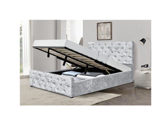 Cassetti schiacciati ricoperti su misura di stoccaggio di re Size Bed With del velluto