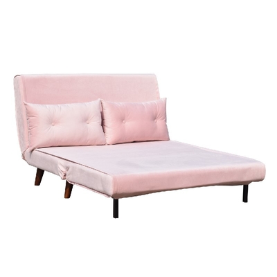 Compensato rosa della schiuma di Seat Sofa Bed Folding Chair Fabric del velluto due