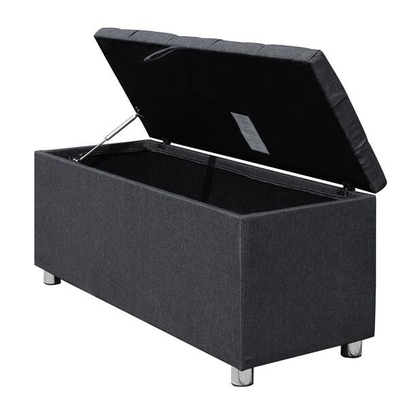 Ottomano ricoperto Regno Unito scuro franco Grey Fabric Blanket Box di stoccaggio del tessuto