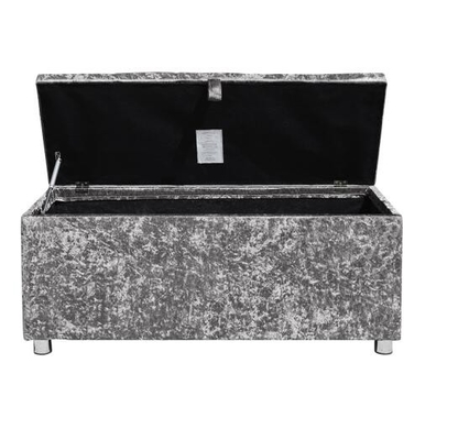 Scatola di stoccaggio pieghevole dell'ottomano di Diamond Silver Crushed Velvet Ottoman di schiacciamento