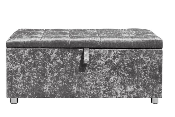 Scatola di stoccaggio pieghevole dell'ottomano di Diamond Silver Crushed Velvet Ottoman di schiacciamento