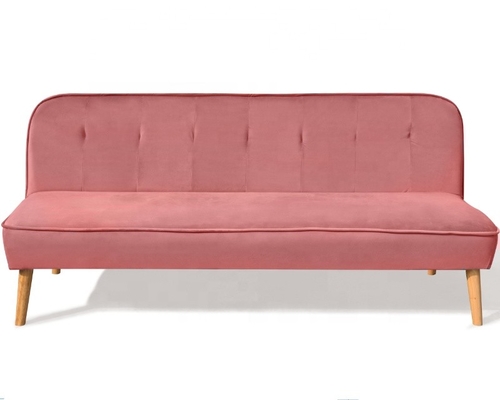 Copertura pieghevole schiacciata di Sofa Bed Dusty Rose Fabric del velluto con la gamba di legno
