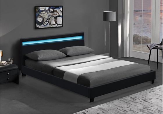 Il doppio di legno LED ha ricoperto il letto che il bianco nero con la testata ha condotto le luci