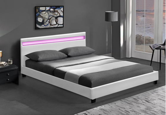 Il doppio di legno LED ha ricoperto il letto che il bianco nero con la testata ha condotto le luci