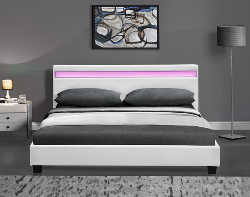 Il doppio di legno LED ha ricoperto il letto che il bianco nero con la testata ha condotto le luci
