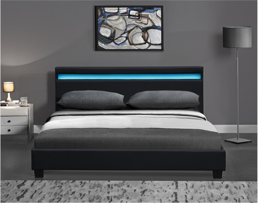 Il doppio di legno LED ha ricoperto il letto che il bianco nero con la testata ha condotto le luci