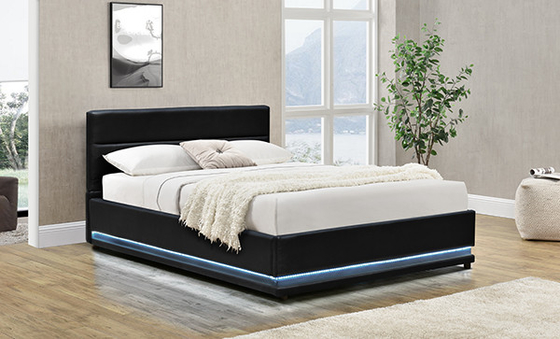 Letto di cuoio nero di stoccaggio dell'ottomano LED di Faxu