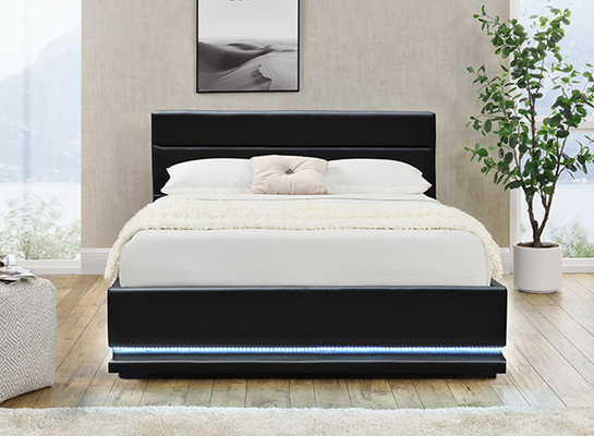 Letto di cuoio nero di stoccaggio dell'ottomano LED di Faxu