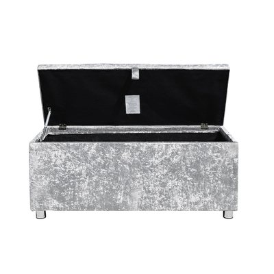 Schiacci la stanza d'argento di Toy Box For Bedroom Living del petto di stoccaggio dell'ottomano del velluto